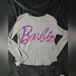 Barbie Gray Long Sleeve Shirt with Pink and Purple Zebra Script